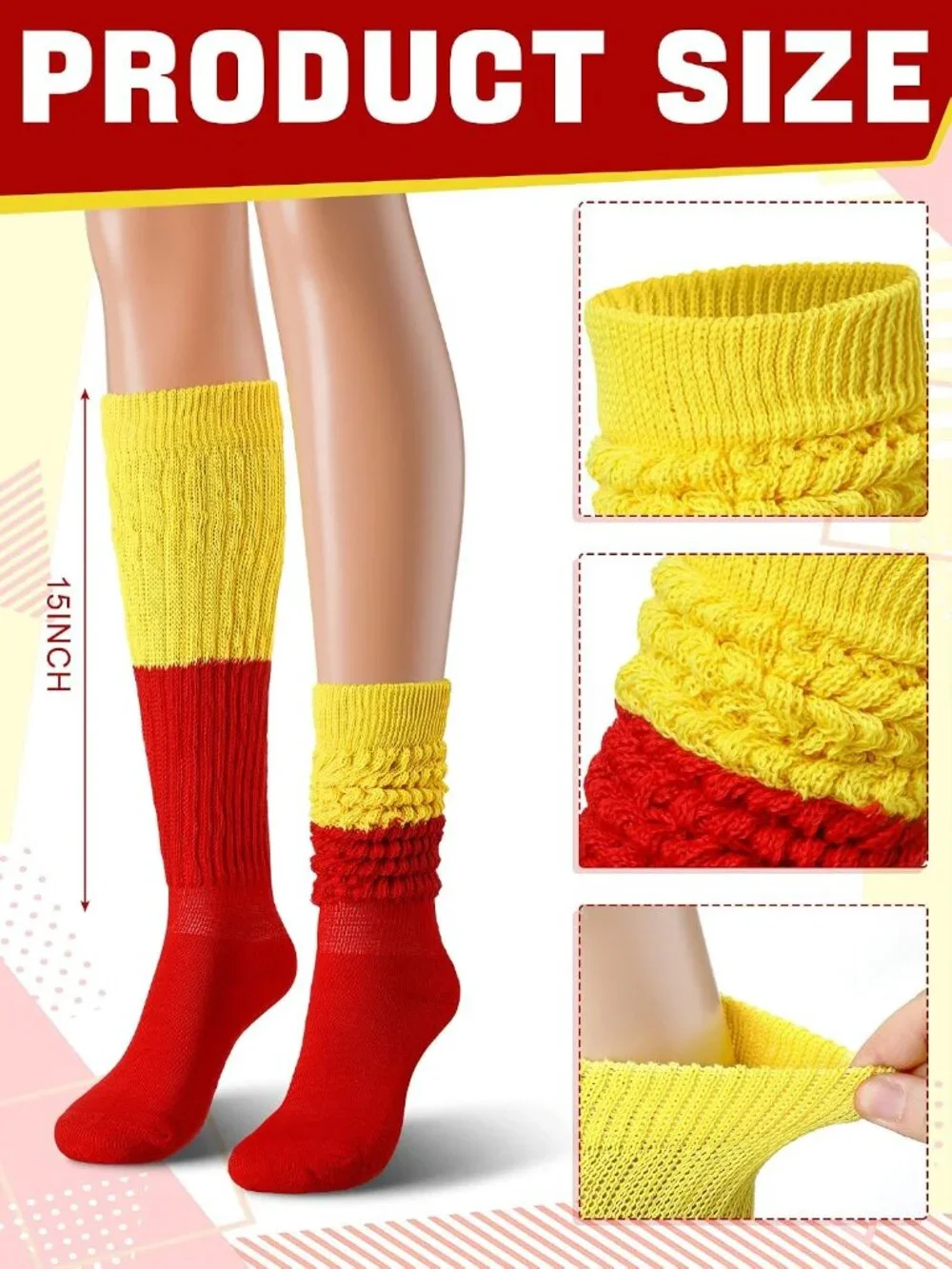 🧦Women's Bright Colour 4 Pairs Neon Slouch Socks Scrunch Socks Athletic Slouchy